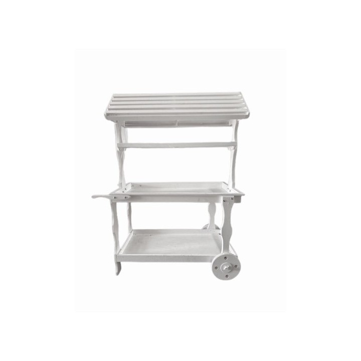 Carretto in legno bianco